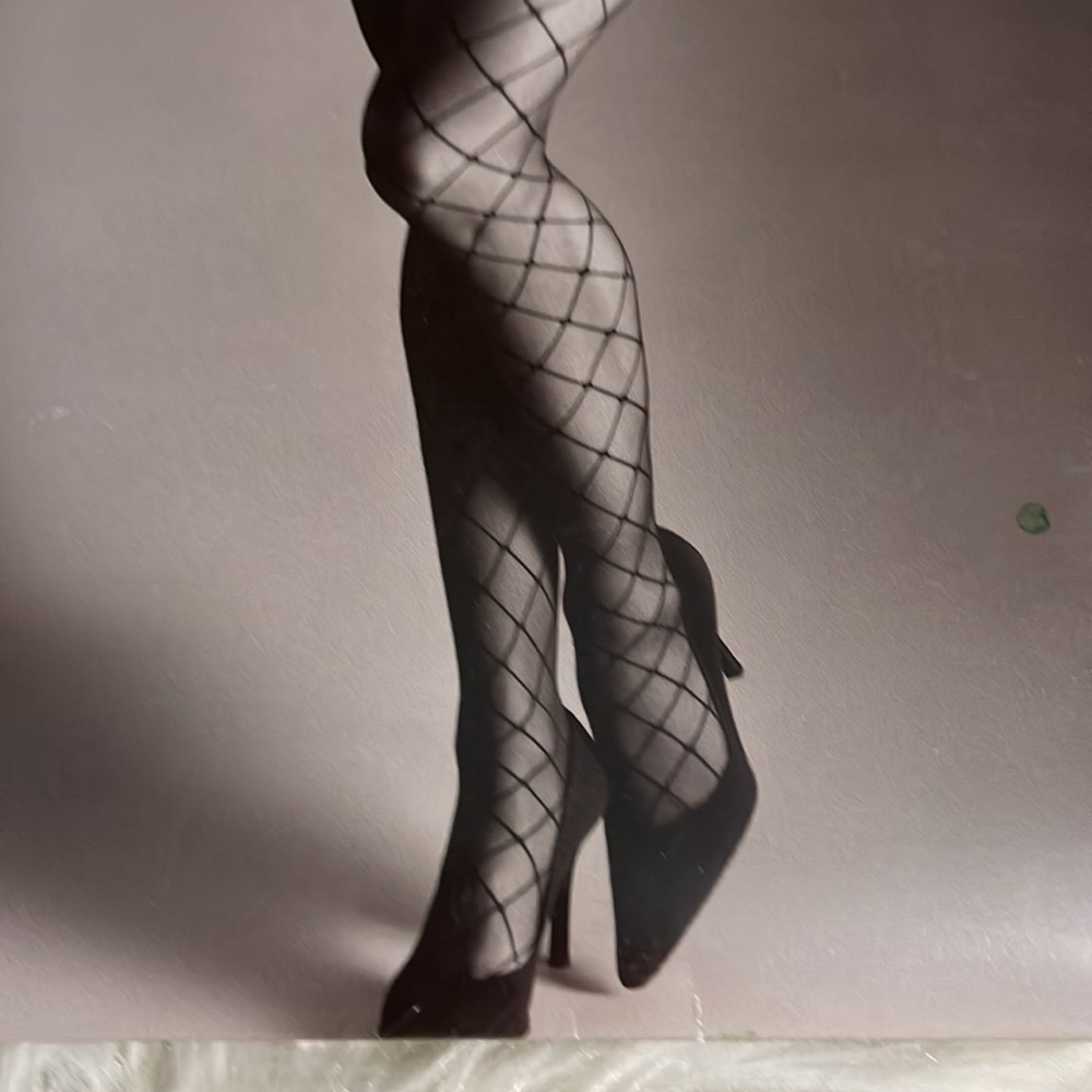 Nordstrom Fashion Vintage Faux Stringer Control Pantyhose Sheer Toe Black Size B - Picture 4 of 13